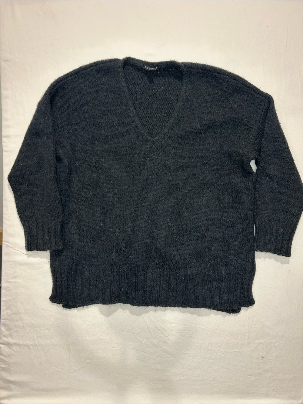 Ellen Fisher Cozy V-Neck Oversized Sweater - Dark Charcoal